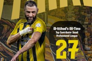 值上亿年薪本泽马联赛零点球拿下18球9助，吉达联合夺冠在望